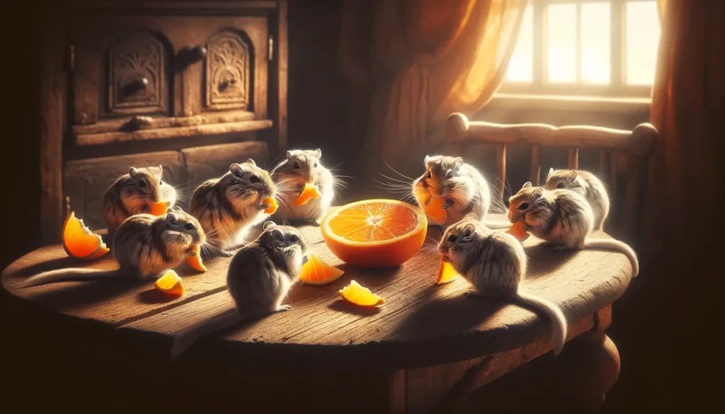Gerbils Eating Oranges