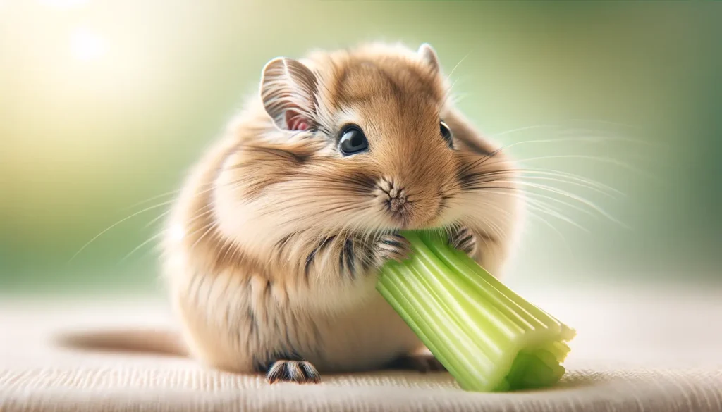 gerbil eating celery